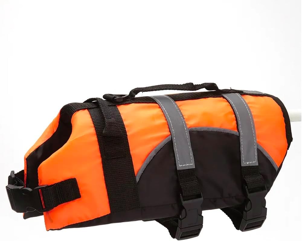 Dogs Need Safety Vests Too Orange Aquatic Pet Preservers Life Jacket Boating Water Safety (Large)