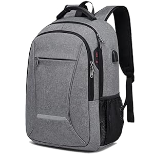 XQXA Backpack for Men,Travel Laptop Backpack with USB Charging/Headphone Port,Durable Water Resistant Backpack Bag for Women Fits 15.6 Inch Laptop,Gray