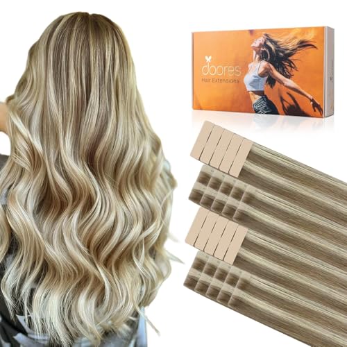 DOORES Invisible Tape in Hair Extensions Human Hair, 18 inch #P8B/60B