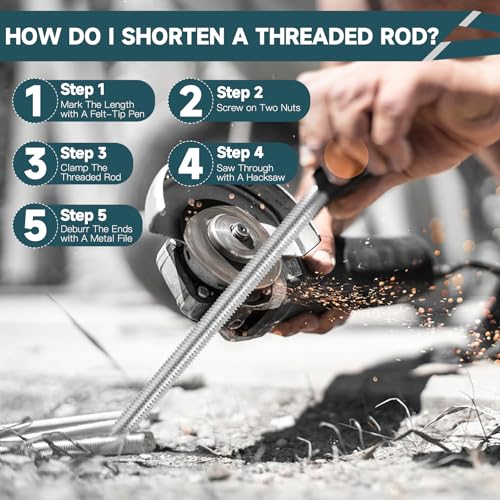 5 Stück Gewindestange M8 X 300mm, Gewindestangen M8 mit Muttern & Unterlegscheiben, Gewindestifte Gewindestab Verzinkter Stahl, Gewindestäbe für Montage Von Möbeln