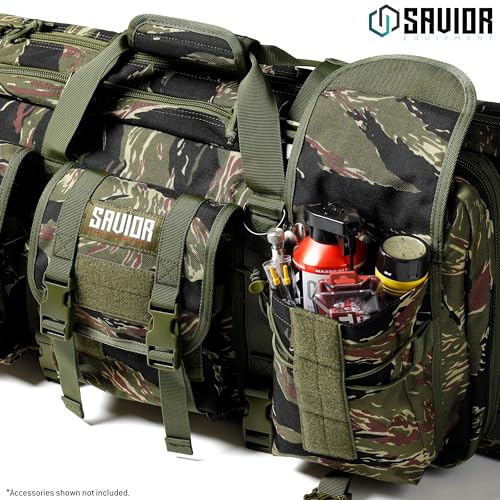 Savior Equipment American Classic Tactical Double Long Gun Bag Pistol Transportation Case w/Backpack Strap, 46 Inch Tiger Stripe - image 4