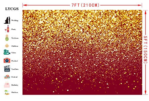 Lycgs 7X5Ft Red Glitter Backdrop Birthday Backdrop Gold Spots Bokeh Backdrop Wedding Prom Graduation Photography Background Happy New Year Backdrop Studio Props X-126 #TOP3