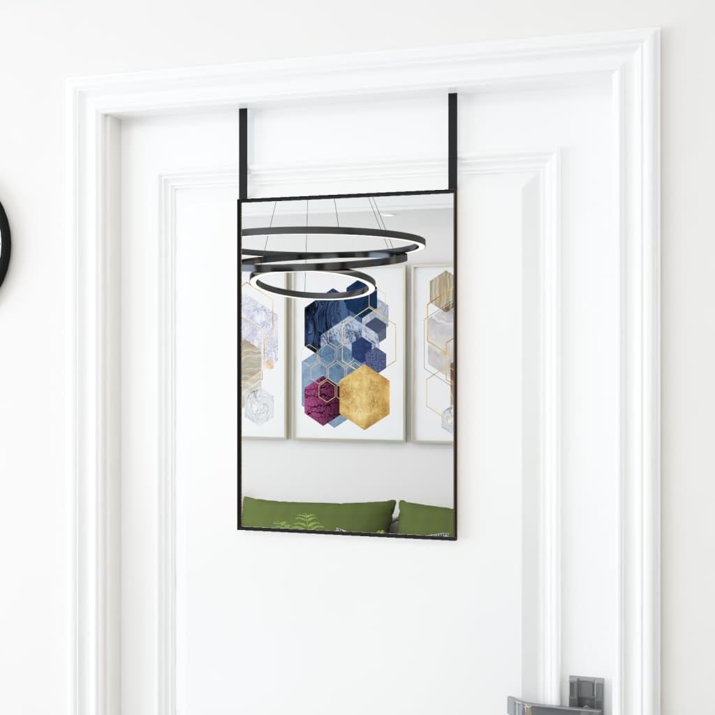Miroir de porte noir pour chambre et salle de bain avec cadre en alu