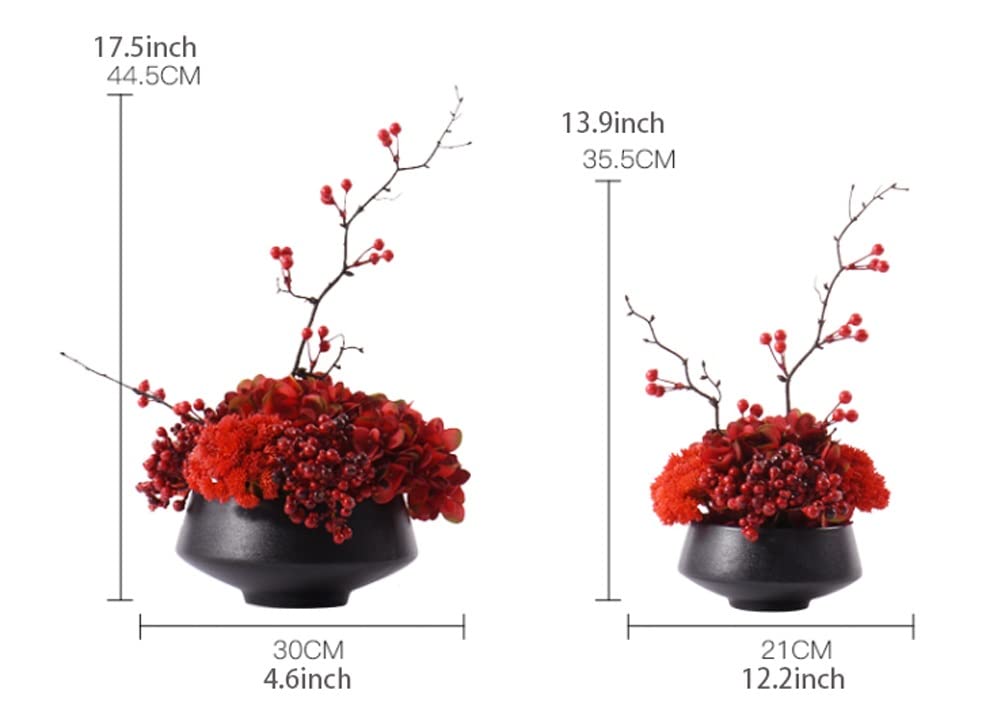Wystrój Domu Sztuczne kwiaty fałszywe kwiaty z wazonami, dekoracje kwiatowe do salonu Dekoracje stołowe, konserwowane kwiaty rośliny doniczkowe Sztuczny Wazon Kwiatyi(13.9inch)