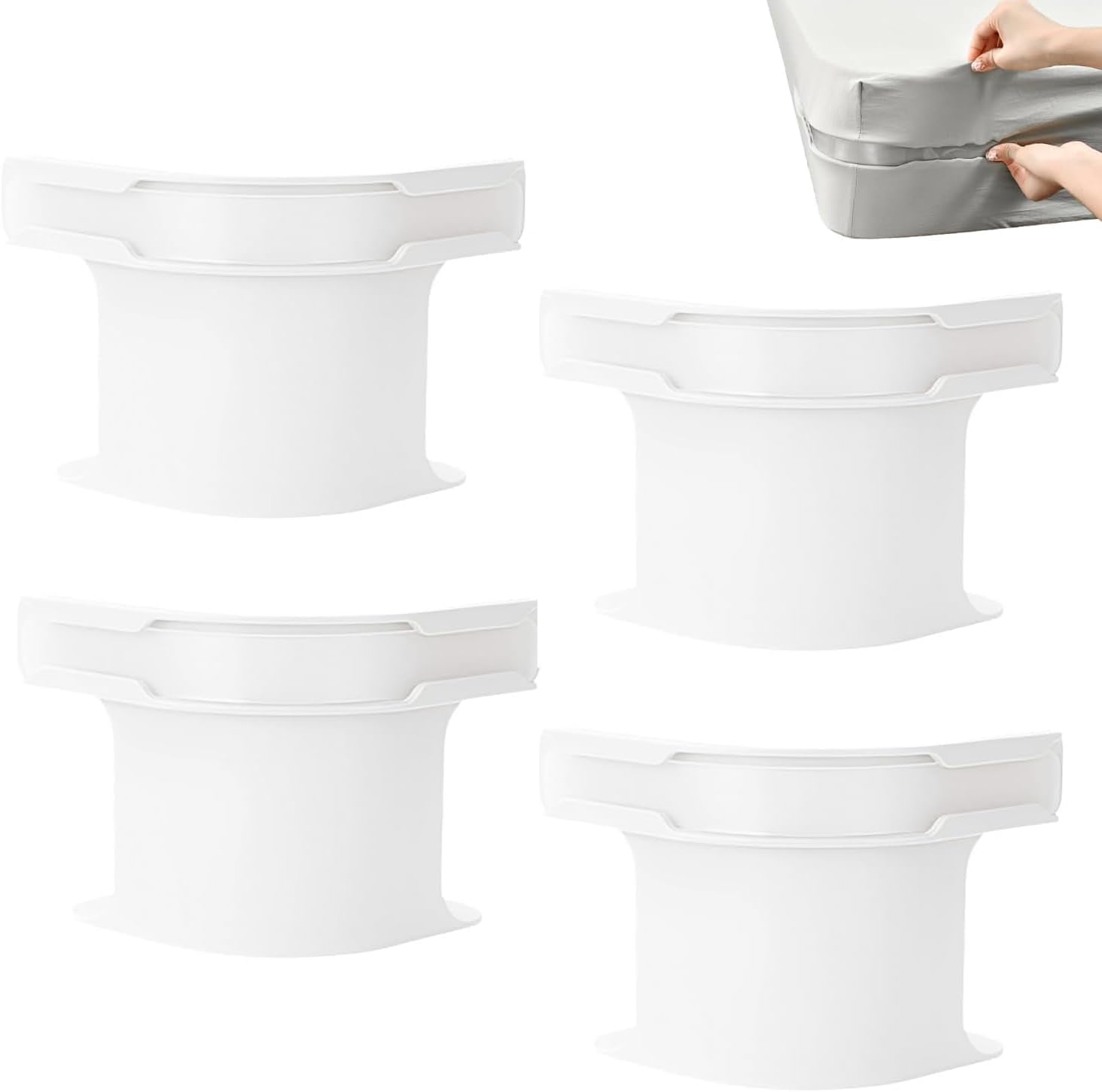 Spirahomes Bedsheet Holder Straps with Adjustable Corner Clips, Metal and Plastic Construction, White, 4-Piece Set, Universal Fit for All Bed Sizes, 12 x 2 x 2 cm (White)-image-36