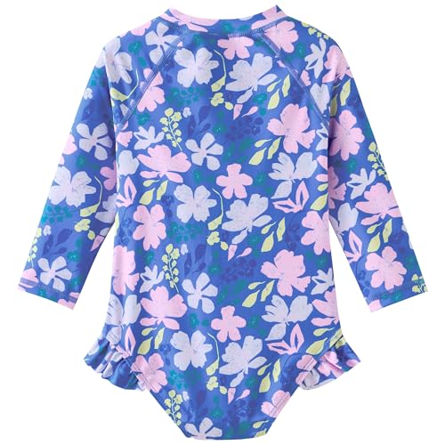 Image of UMELOK Baby Girls One Piece Swimsuit Infant Bathing Suit Long Sleeve Rash Guard Swimwear with UPF 50+ Sun Protection