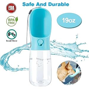Dog Water Bottle,2 in 1 Portable Pet Water Bottle with Food Container and Replaceable Carbon Filter,Leak Proof Water Dispenser for Dog and Other Pets for Traveling,Walking,Hiking(19oz Blue) Dog Water Bottle,2 in 1 Portable Pet Water Bottle with Food Container and Replaceable Carbon Filter,Leak Proof Water Dispenser for Dog and Other Pets for Traveling,Walking,Hiking(19oz Blue)