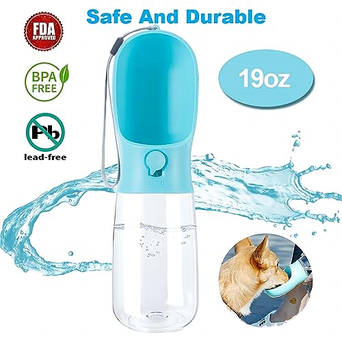 Dog Water Bottle,2 in 1 Portable Pet Water Bottle with Food Container and Replaceable Carbon Filter,Leak Proof Water Dispenser for Dog and Other Pets for Traveling,Walking,Hiking(19oz Blue) Dog Water Bottle,2 in 1 Portable Pet Water Bottle with Food Container and Replaceable Carbon Filter,Leak Proof Water Dispenser for Dog and Other Pets for Traveling,Walking,Hiking(19oz Blue)