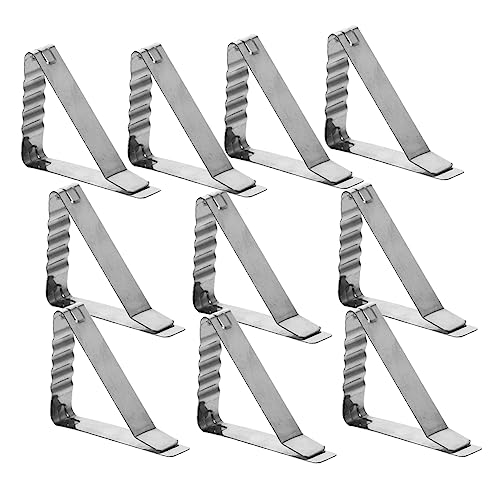 PRETYZOOM Table Cover Clip 10 Pcs Stainless Steel Clamps for Outdoor/Indoor Picnic Table Fixing Holder