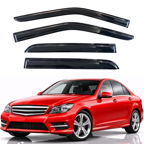 Image of KPY Rain Guards Fit for 2008-2014 Mercedes-Benz C-Class, Out-Channel Window Visors Vent Wind Deflectors 4PC, Car Accessories for 2008-2014 Mercedes Benz C200 C230 C250 C300 C350 C63