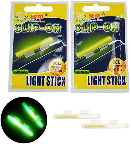 THKFISH Fishing Glow Sticks Rod Tip Glow Sticks Fishing Rod Floats Glow Sticks Fishing Rod Night Fishing Light Fishing Green Fluorescent Light 20pcs(10bags) #L
