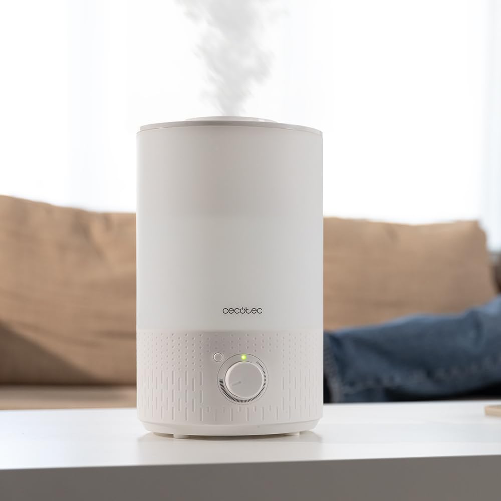 Cecotec Umidificatore per Ambienti Breezecare 2500 Light. 27W, Umidificazione Massima 250ml/h, Serbatoio da 2,5L, Ruota di Controllo, Luce LED, Uso Sicuro e Salutare, Copertura fino a 30m²