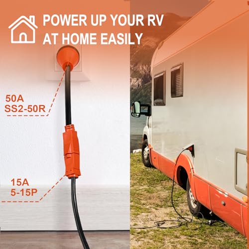 Image of RV 50 Amp to 110 Adapter with Locking Connector, 5-15P to SS2-50R