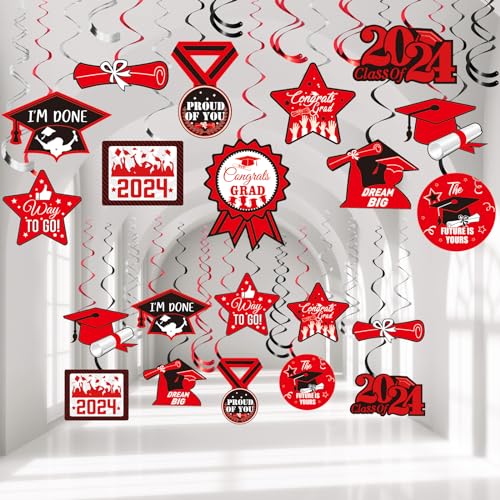 Image of Sumind 30 Pcs Graduation Party Hanging Swirl Decorations Class of 2026 Congrats Grad Supplies for 2026
