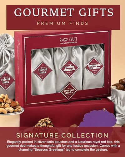 Image of Hyperfoods Elegant Designer Box with Spiced Nuts Coffee Almonds Dragees & Brownie Brittle Gift Hamper Chocolate Gift Hamper Dry Fruits Festival Gift Hampers Chocolate Gift Pack