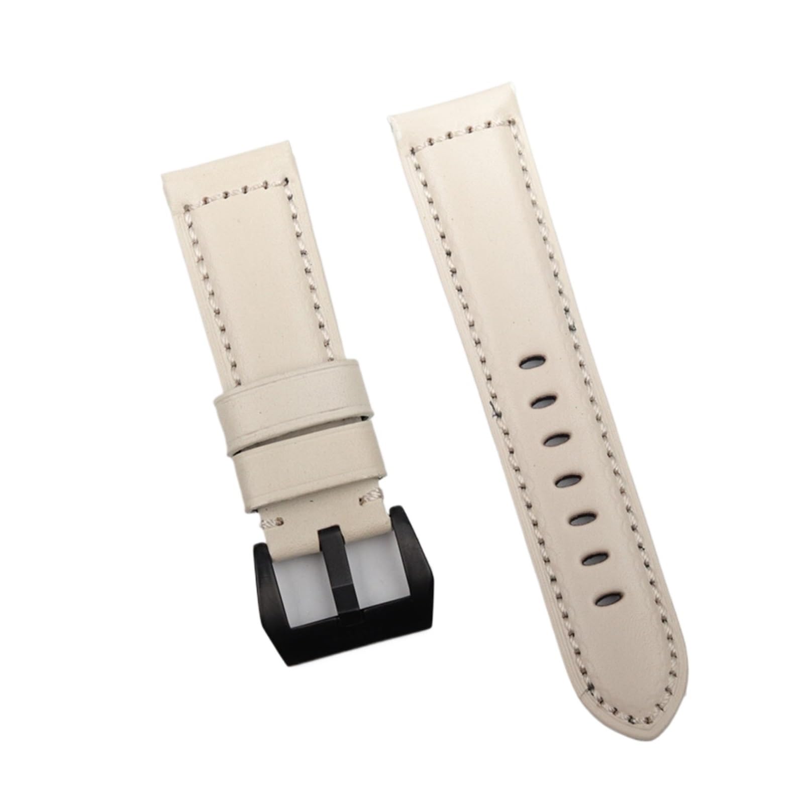 Run Ken Bracelet de montre beige 22 mm 24 mm en cuir véritable de remplacement compatible avec les bracelets