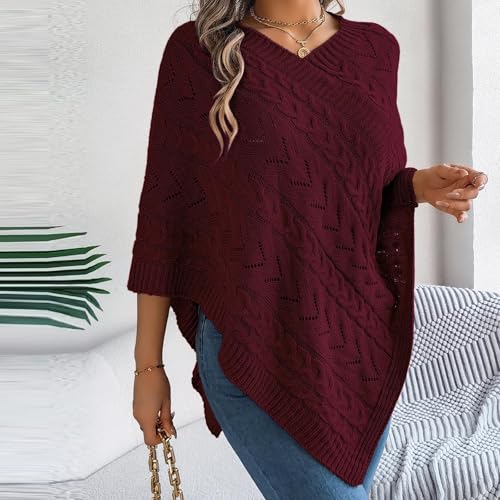 Poncho Cape Shawl Wrap Cardigan for Women Cable Knit Crochet Shawl Wraps Lightweight Pullover Sweater Jumper Top3