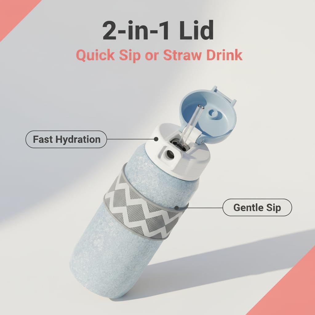 17.06oz Titanium Insulated Coffee Tumbler with Straw, 520ml Double Wall Cup Reusable & Leak Proof Travel Mug, Health Safety, Portable Sports Water Bottle (Blue) - Image 2