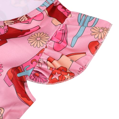 nebljgo Toddler Girls Dress Cute Animal Print Dresses Ruffle Bottom Flutter Sleeve Apparel 2-8Y3