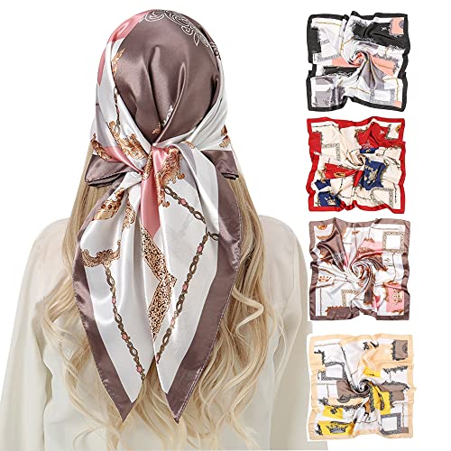 KAVINGKALY Pañuelo de Seda para Dormir 35" Accesorio Multifuncional Pañuelos para el Cuello