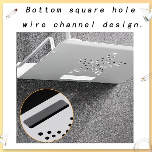 inki Router Regal, Wandhalterung Repeater Rack, Kleiner Projektor Wandregal, Router Tablett, TV Box Halterung, Multimedia Ablage, Beamer Halterung Wand, Starke Aluminiumlegierung, Silber, 23x16cm