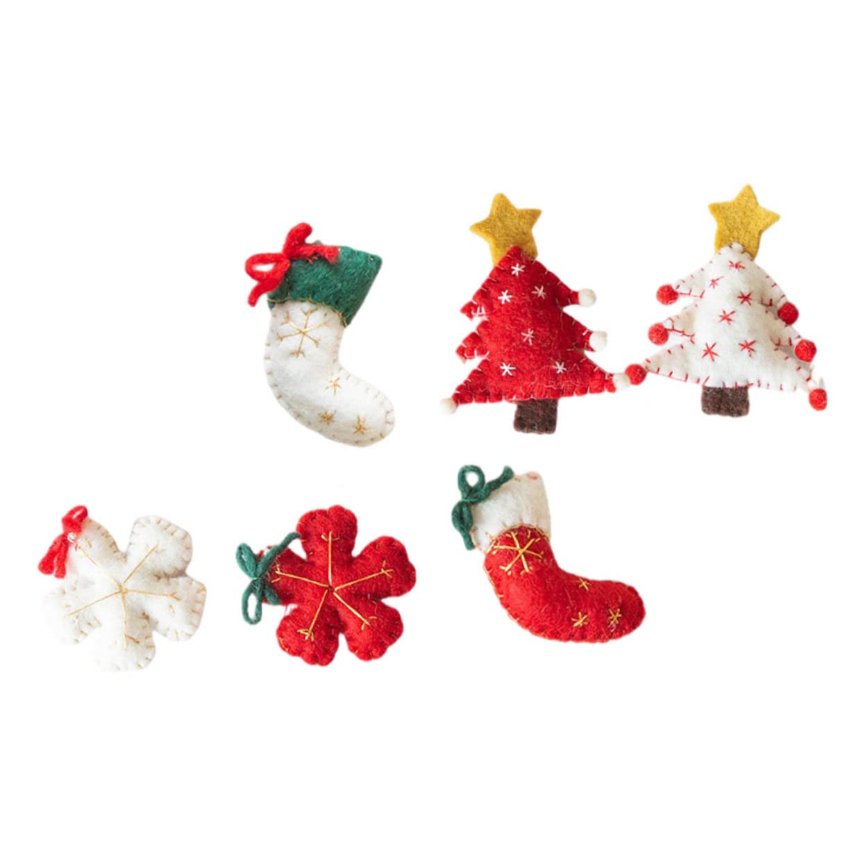 PRETYZOOM 2 Set Di Mini Pendenti in Feltro Di Lana A Forma Di Albero Di Natale Da Appendere Per Decorazioni Per Feste 6 Pezzi * 2