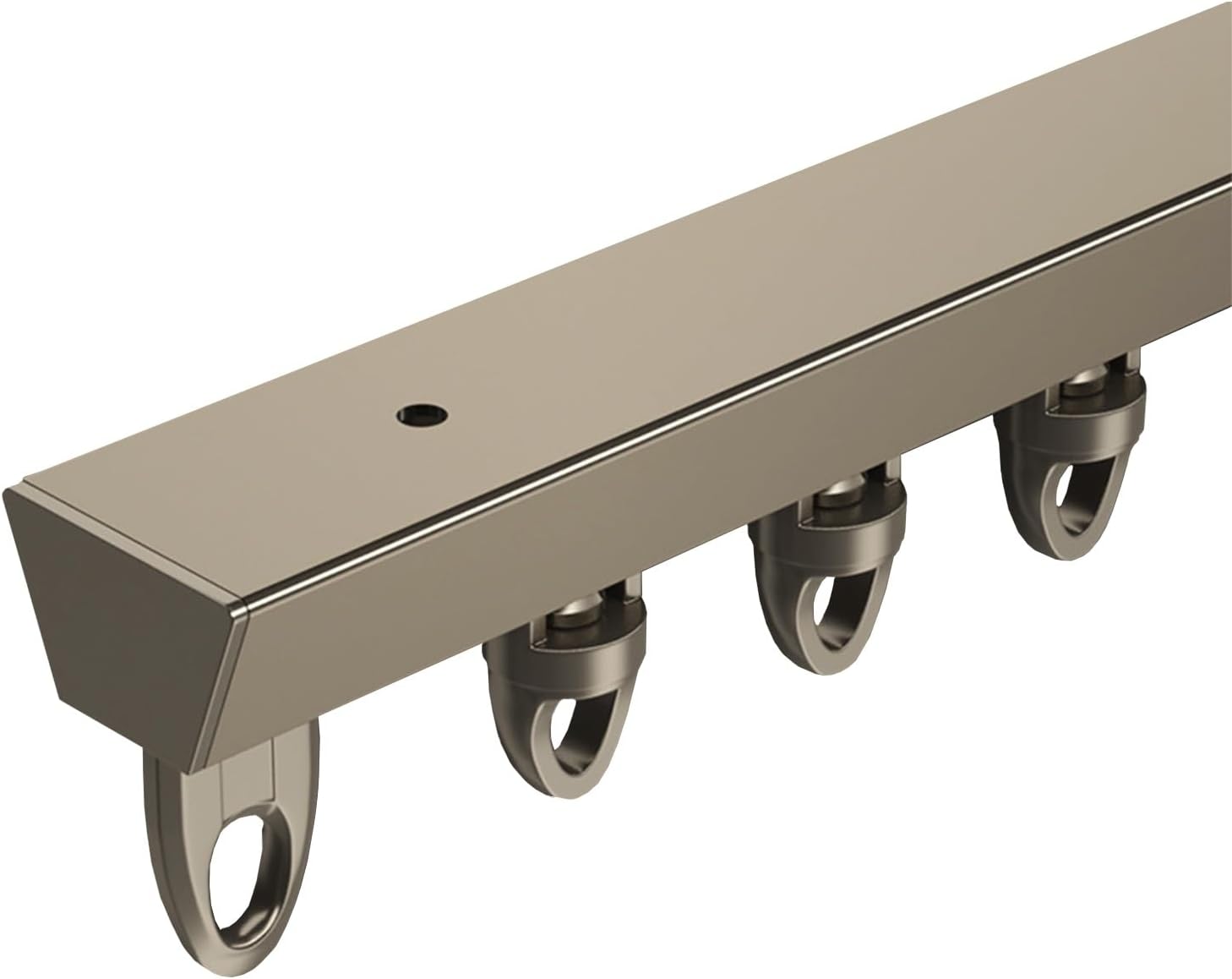 V-ain Track System - Ceiling Mount Aluminum Alloy, No Hole Punch Installation, Silent Rollers for Straight & Bay Windows, Adjustable Curtain Rail (White)