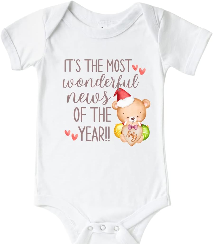 Most Wonderful News Christmas Pregnancy Announcement Gift for Grandparents To Be, Coming Soon Baby Announcement Christmas Onesie Reveal Idea for Grandma, Grandpa, Dad, Husband, Aunt, Uncle or Family.