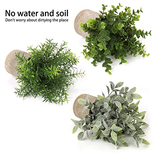 Briful 3 Pack Mini Faux Potted Plant Artificial Eucalyptus Plant Fake Topiaries Plant For Home Table Office Room Desk Bathroom Shelf Kitchen Rustic Farmhouse Mantel Decor #TOP2