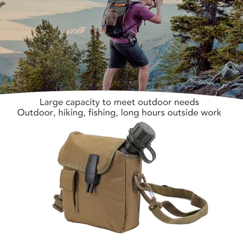 Fockety Military Canteen Water Bottle, 1.5L Large Capacity Adjustable Strap Buckle Desert Canteen Heavy Duty PVC Sturdy and Leakage Proof Outdoor Water Bottle for Outdoor Sports Hiking