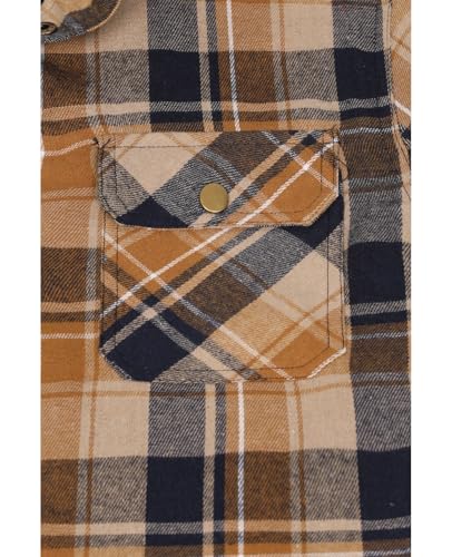 Image of ZENTHACE Men's Quilted Lined Hooded Plaid Jacket,Zipper & Snap Closure