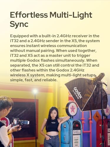 Image of Godox IT32 TTL Camera Flash with X5C Flash Trigger for Canon Cameras,Magnetic Hotshoe&Trigger 2-in-1,Colorful Touch Screen,Rotatable Flash Head,X System TTL&HSS,LED Modeling Light,Creative Accessories