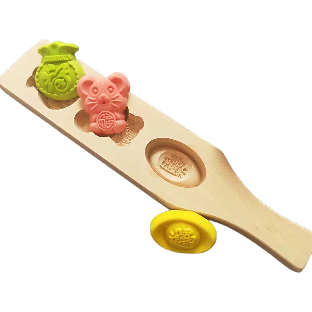 MALSSE Molds Chinese Traditional Mid-autumn Festival Cakes 2 Different Flower Shaped Wooden Molds Mold for for Soap Making Candy Fondant Wooden