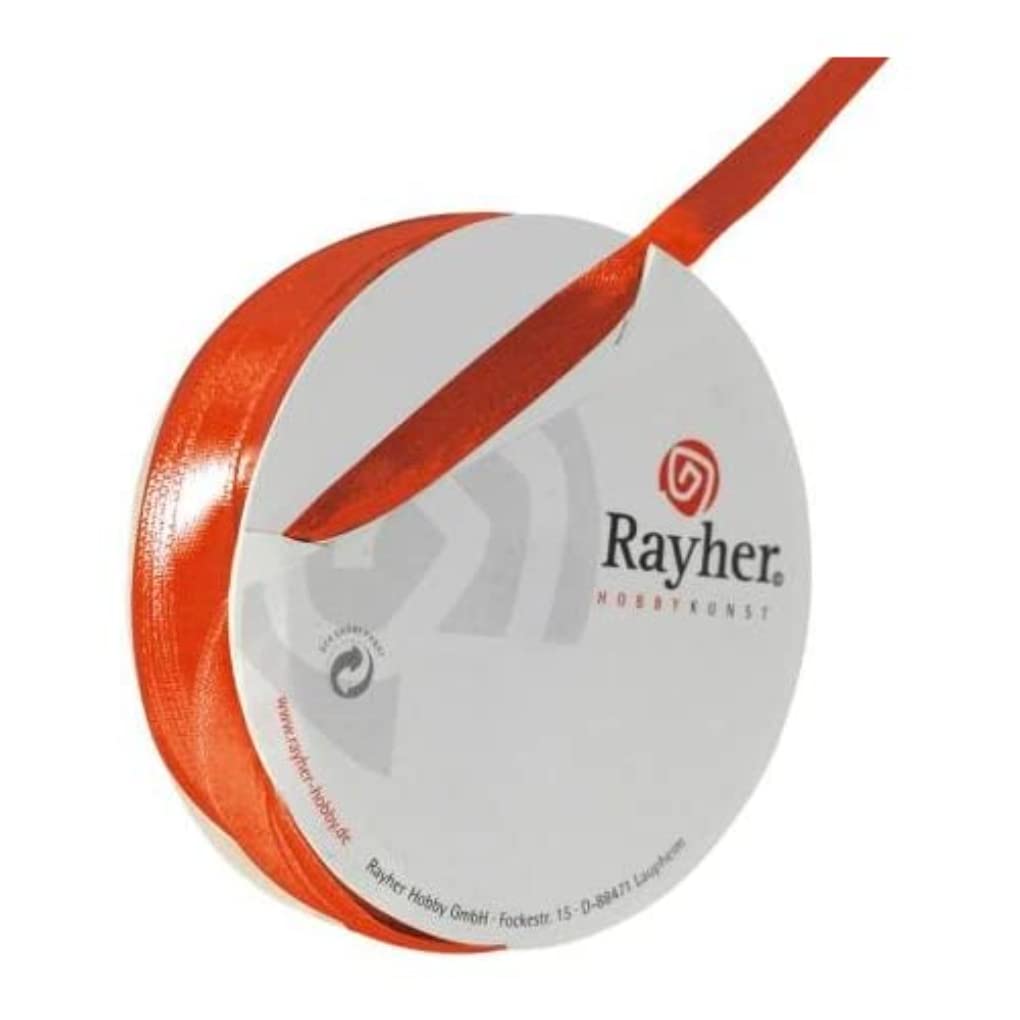 RAYHER 5521334 Satin Ribbon 7 mm Roll 10 m, orange