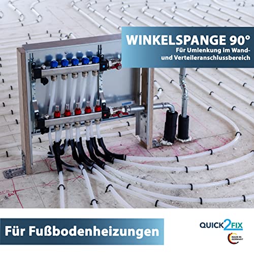 QUICK2FIX® 50 x Profi - Winkelspangen für Fußbodenheizung - Winkelspange - Umlenkbogen zur Rohrführung (14-18 mm) - Made in Germany -100% Formstabil -Profiqualität