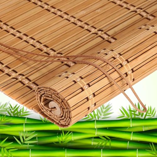 Bamboo Blinds 50cm 60cm 70cm 80cm 90cm 100cm 120cm 140cm Wide,Bamboo Roller Shades for Windows,60% Light Filtering Curtains,Roman Blinds,Sunshade Roll Up Blinds,With Lifter,W×H-120×100cm(47*39in)