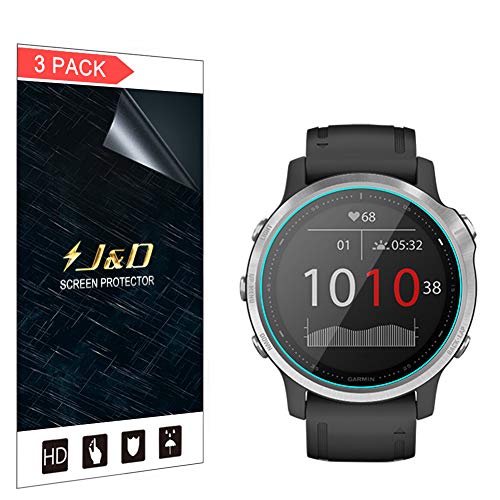 J&D Compatible pour Garmin Fenix 6S/Garmin Fenix 5S Protecteur d'Ecran (Pas en Verre), 3-Pack [Couverture Complète] [Anti-Rayure] HD Claire Protecteur d'Ecran en TPU pour Garmin Fenix 6S (42mm)