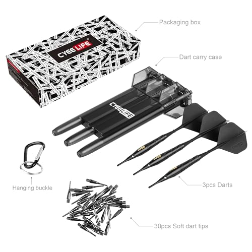Cyeelife 18G Soft Tip Darts With Carry Case And 30 Extra Points,Professional Plastic Darts Set thumb #1