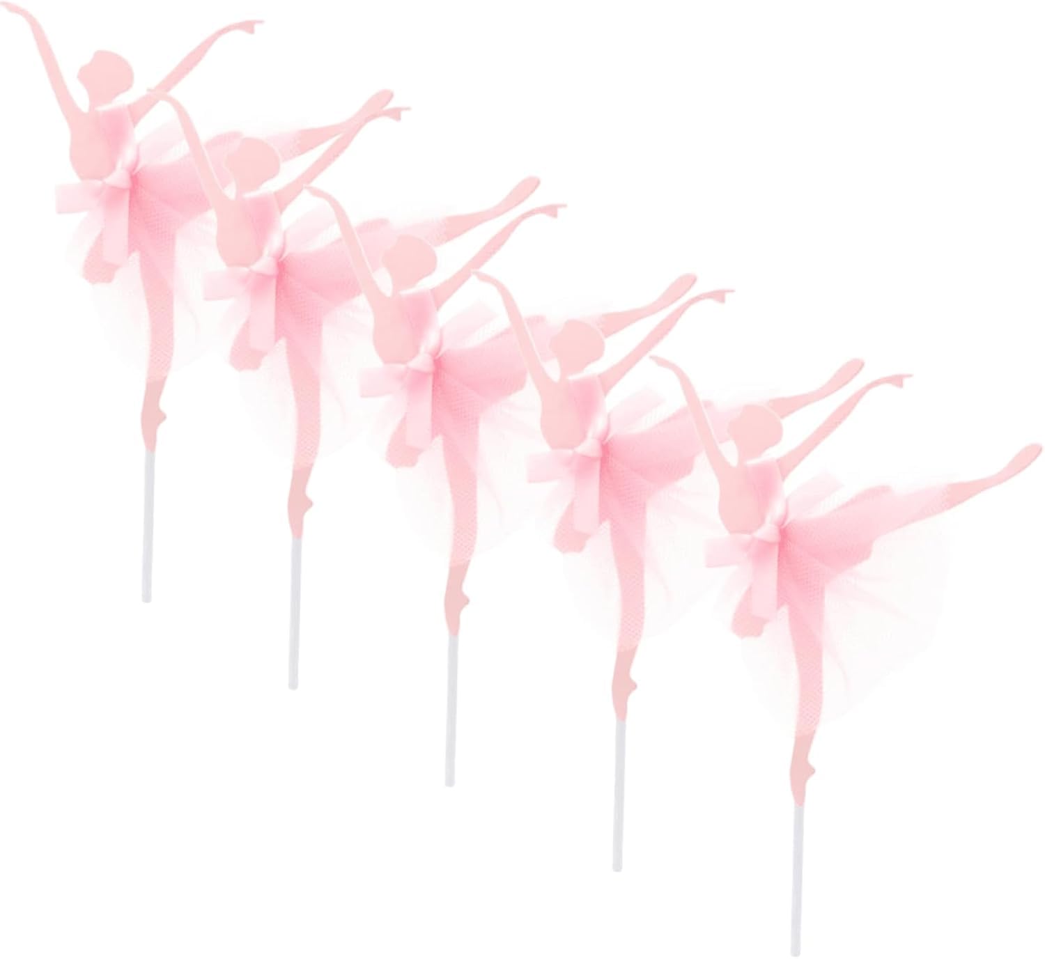 5Pcs Glitter Ballet Dancer Cupcake Toppers,Pink Ballet-Themed Cake Decorations for Birthdays, Christmas, Bridal Showers Party Supplies