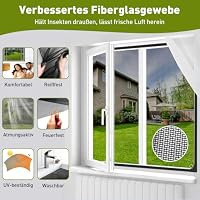 MLEJU Fliegengitter Fenster Magnet, zuschneidbar bis 130 x 130 cm Schwarz – Ansicht 3