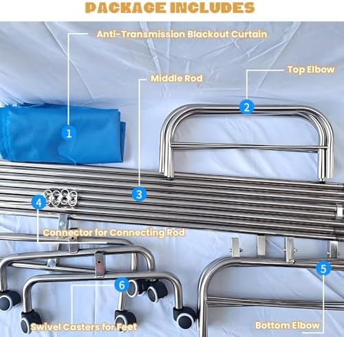 Portable Rolling Medical Privacy Screen - Steel Frame Room Divider for Clinics, Hospitals, and Salons - Adjustable Width 39" to 118", Height 70.9" (4.9FT x 5.9FT)