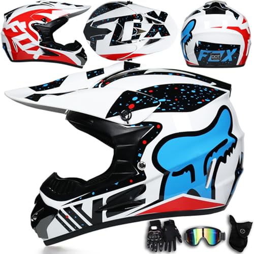 Casco de Motocross para niños y Adultos, Casco Integral para Motocicleta de montaña, Casco de Cross, Casco de Moto Todoterreno, Conjunto para Descenso, MX, Quad, Enduro