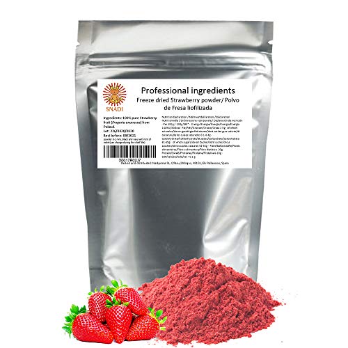 Fresas liofilizadas en polvo x 200 g. Fruta congelada. 100% pura fresa Sin azúcar - Sin aditivos ni conservantes. Fibra alimentaria, vitamina C y fuente natural de antioxidantes.