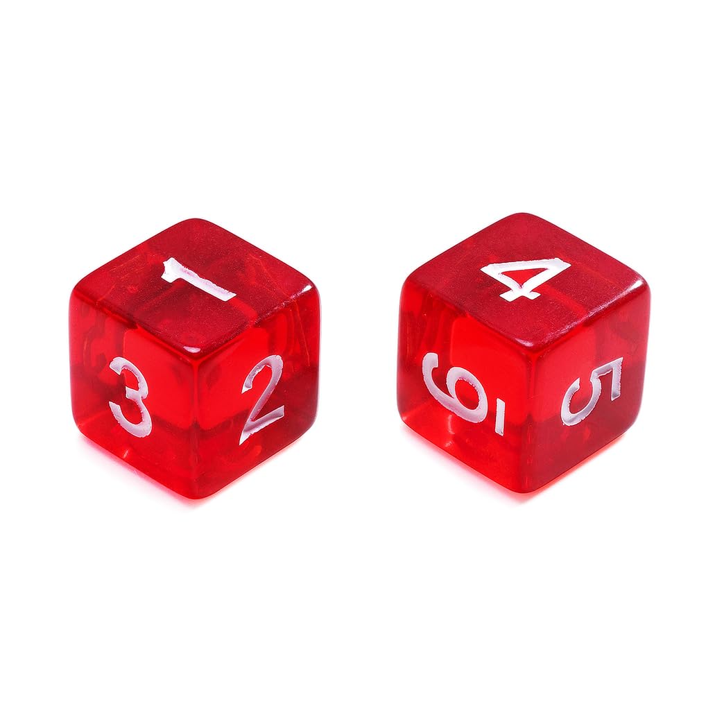 Juego de 10 dados poliédricos D6 de 16 mm de acrílico de 6 caras para juegos de mesa de Dungeons and Dragons RPG MTG DND (rojo transparente)