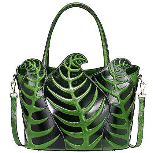 PIJUSHI Designer Handbags for Women Top Handle Satchel Shoulder Bag Genuine Leather Leaf Purse (22353 green)