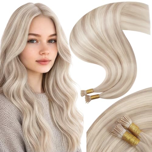 Moresoo I Tip Human Hair Extensions, Ash Platinum Blonde, 24 Inch
