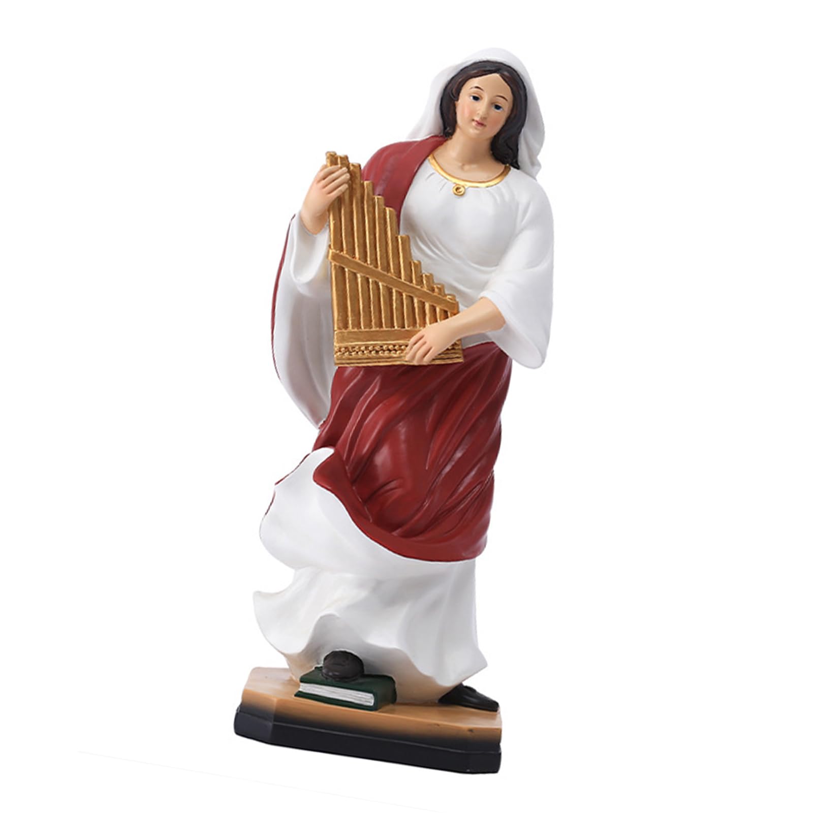 Scultura classica elegante del musicista dipinta a mano con dettaglio arpa in resina, regalo per appassionati musica, statuetta in resina
