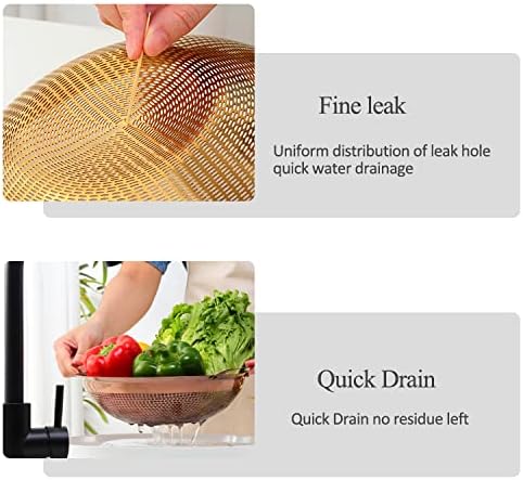 Miniatura 7 de Colador de acero inoxidable con asa y patas para pasta, espaguetis, bayas, verduras, frutas, fideos, ensaladas, colador de frutas, colador de