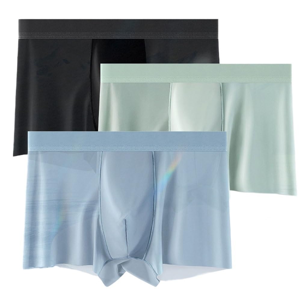 Boxer en soie glacée XL respirant à taille moyenne pour homme