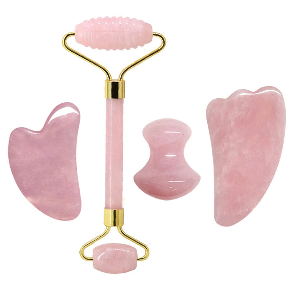 Natural Rose Quartz Vial Giada Rullo Gua Sha Sha Sha Shoad Face Slimming Massager Massaggio Facciale Massaggio Lifting Tool Real Stone Gua Sa-CINA_Tipo D.